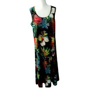 Attitudes By Renee Women's Petite Black Floral Sleeveless Maxi Dress Size XLP